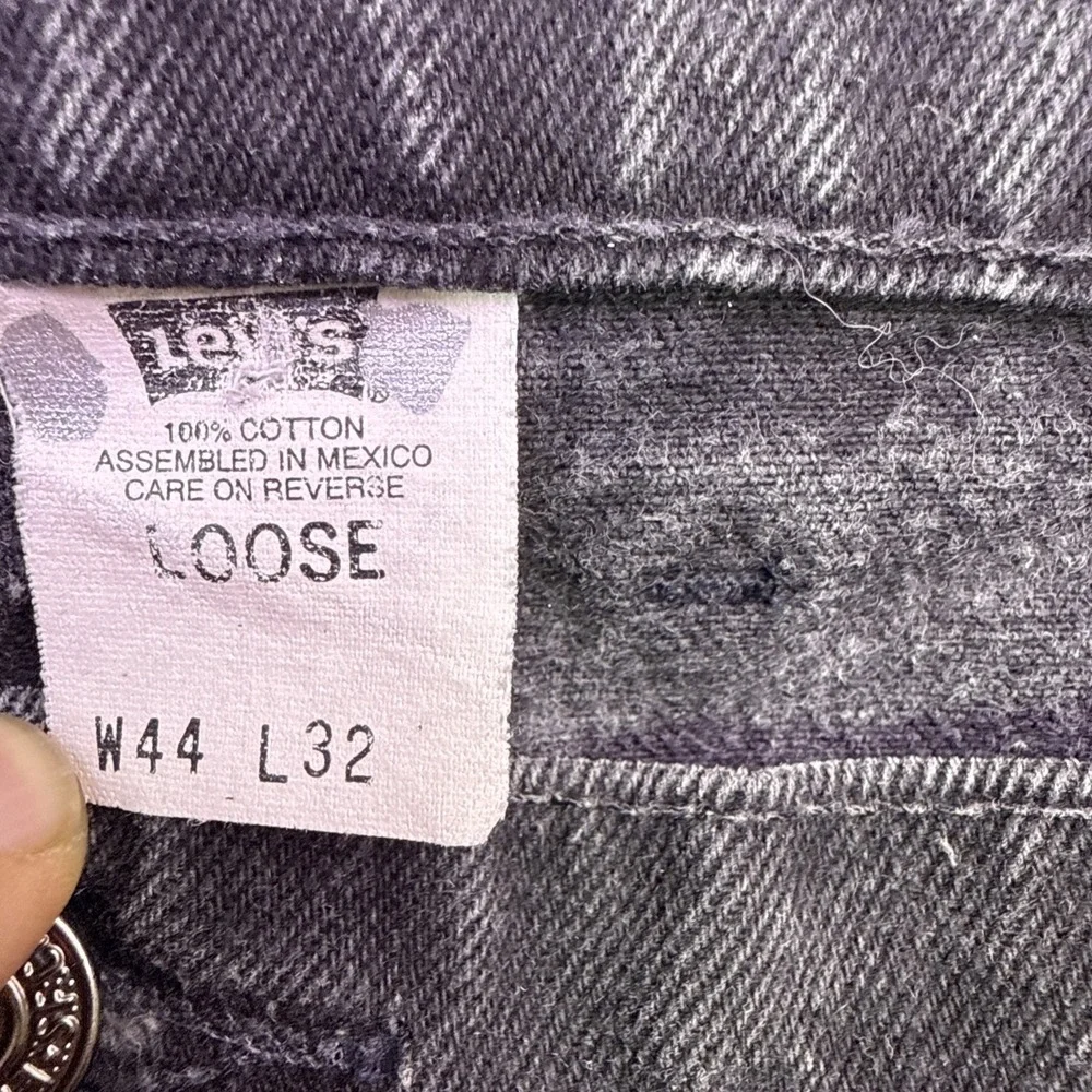 VTG Men's LEVI's 545 Black Denim Jeans Loose Fit Labeled 44x32 org tab flaw